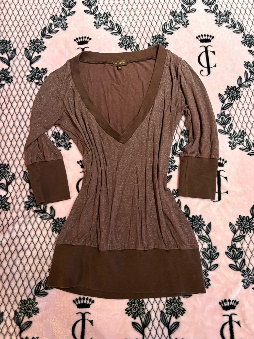 Y2K TEN & CO Shimmer V-Neck Tunic Top